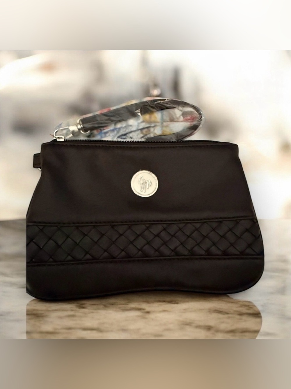 Jessica Moore Brown Faux Leather Wristlet Clutch